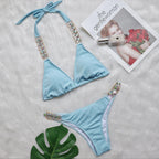 Bikini Plain Women Split Strap Luxury Diamond Swimsuit Sexy Metal Chain Accessories Swimwear Bella Mia
