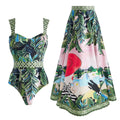 Printed Waist Controlled Slimming One Piece Swimsuit Women Vacation Beach