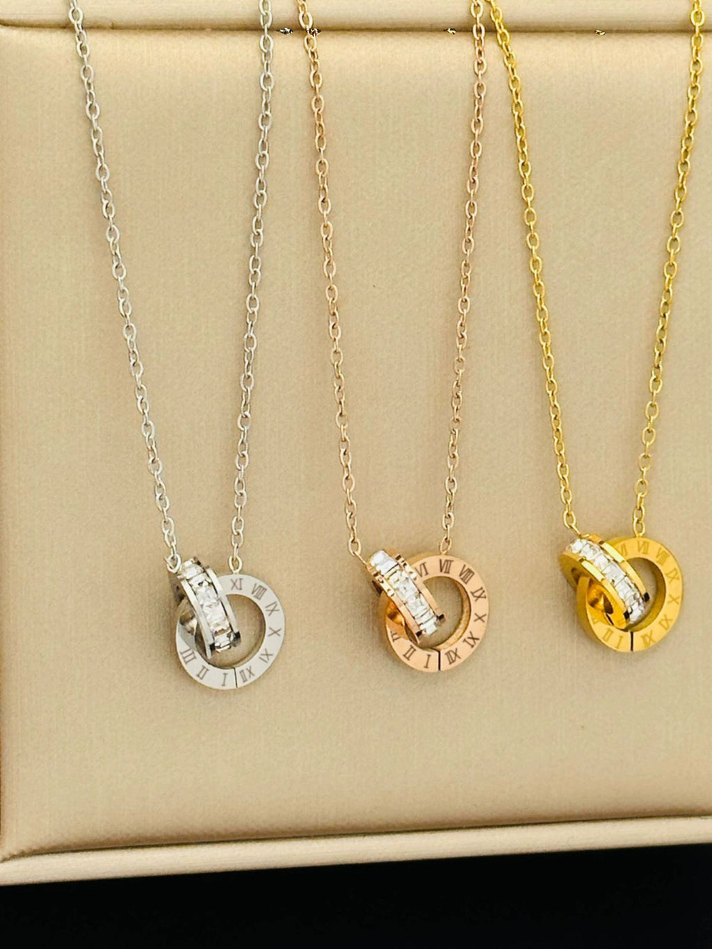 Roman Numerals Titanium Steel Rose Gold Ornament Necklace Luxlife Brands