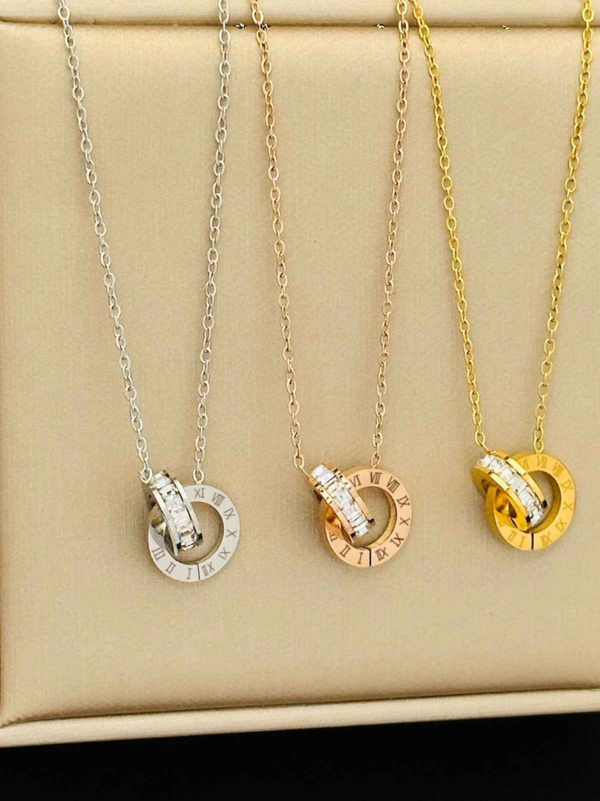 Roman Numerals Titanium Steel Rose Gold Ornament Necklace Luxlife Brands