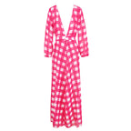 One Piece Swimsuit Cardigan Women Long Sleeve Printed Bikini Cover Up Robe Bella Mia