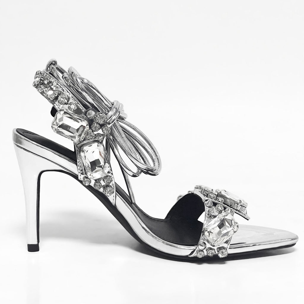 11cm Pointed Gold Rivet Rhinestone Stiletto Heels Summer Sandals Shoes Bella Mia