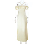 Strap Satin off Shoulder Evening Dress Backless Sexy Dress Bella Mia