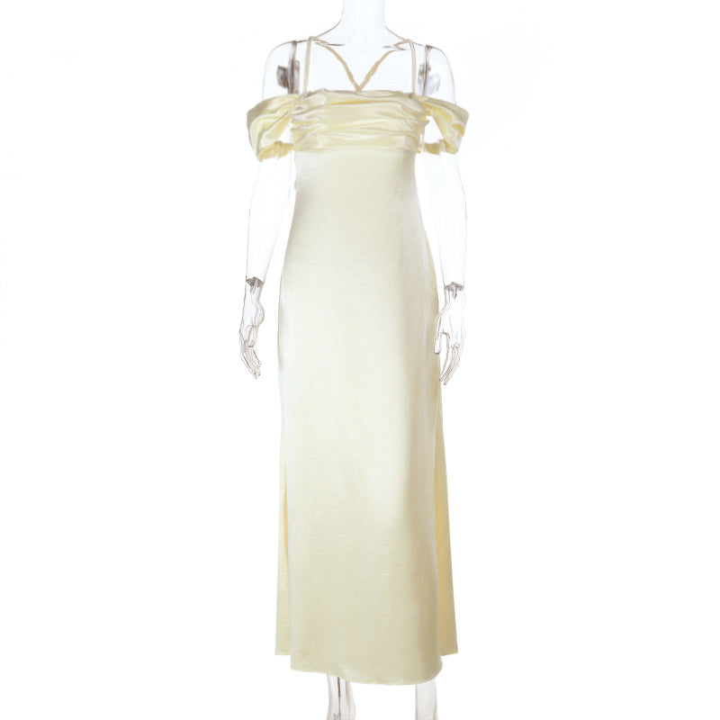 Strap Satin off Shoulder Evening Dress Backless Sexy Dress Bella Mia