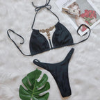 Bikini Crystal Diamond Split Women's Swimsuit Plain Tied Swimsuit Bella Mia