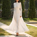 Autumn Winter Niche Design Beautiful Lace Slim Fit Slimming Wide Hem Maxi Dress Women Bella Mia