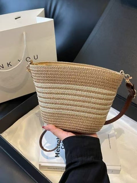 Stripe Straw Bag Fresh Simple Straw Bag Woven Bag Vacation Beach Bag Women Bag Bella Mia
