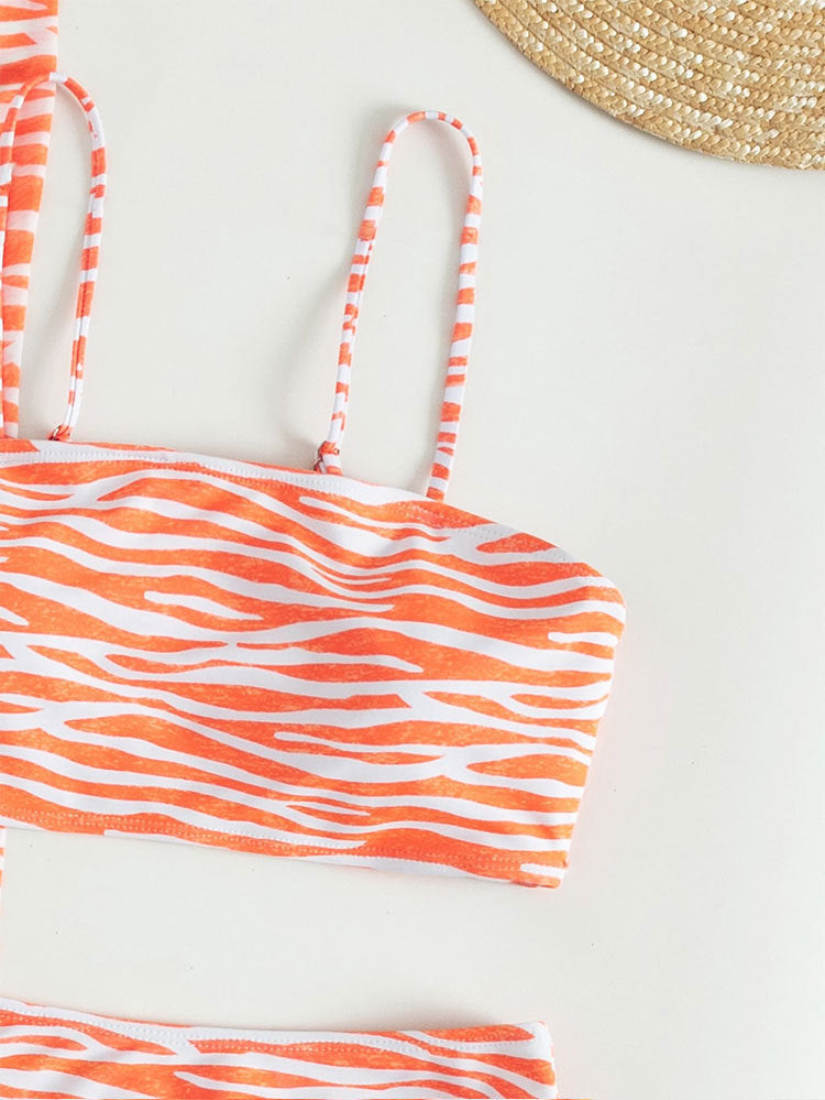 Sexy Three Piece Bikini Swimsuit Striped Cardigan Skirt Three Piece Split Swimsuit Bella Mia