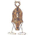 Swimwear Women Bandage Leg Travel Swimsuit Sexy Tiger Stripe Pattern Bikini