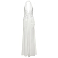 Spring Summer Women Elegant Sexy Deep V Plunge neck Halter Slim Pleated Dress Women Bella Mia