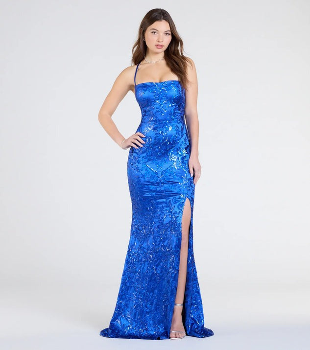 Popular Sequin Sling Dress Women Maxi Dress Slim Split Evening Dress Bella Mia