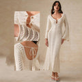 Beach Dress Women Solid Color Sexy Knitted Beach Bikini Swimsuit Blouse Sun Protective Clothing Bella Mia