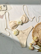 Three Dimensional Floral Sexy Bikini Swimsuit Women Vacation Beach Bikini Swimsuit Bella Mia