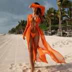 Arrival Solid Color Chiffon Sexy Long Sleeved Beach Dress Bright One Piece Maxi Dress Three Colors Bella Mia