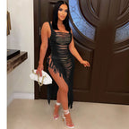 Spring Summer Women Dress Sexy Hollow Out Cutout Beach Cover Up Tassel Beach Dress Bella Mia