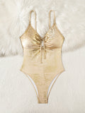 One Piece Swimsuit Bronzing Strap Sexy Cutout One Pieces Women