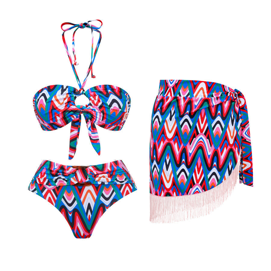 Push up Bikini Sexy High Waist Bikini Split Three Piece Swimsuit Women Chiffon Bella Mia