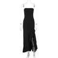 Women Clothing Summer Solid Color Sexy Split Maxi Dress Tube Top Dress Women Bella Mia