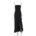 Women Clothing Summer Solid Color Sexy Split Maxi Dress Tube Top Dress Women Bella Mia