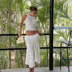 Summer Casual Sexy Two Piece Suit O Neck Short Vest Skirt Bella Mia