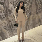Fall Sexy Solid Color Waist Tight Hollow Out Cutout out Strap Tight Jumpsuit Bella Mia