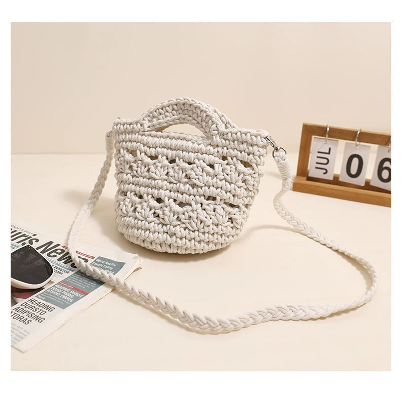 Crossbody Cotton Thread Woven Bag All Matching Hollow Out Cutout Straw Bag Vacation Beach Bag Partysu Women Bag Bella Mia