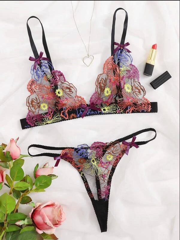 Sexy Lingerie Sexy Lace Translucent Three-Point Bikini Set Bella Mia