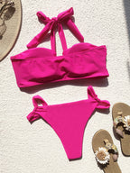 Bikini Double Bikini Solid Color Swimsuit Stitching Swimming Suit Women Sexy Swimsuit Strap Bella Mia