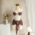 Swimwear Three Piece Sexy Bikini Solid Color Halter Steel Bracket Push up Swimsuit