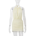 Women Clothing Summer Sexy Backless Elegant Sexy Solid Color Slim Fit Short Hip Hugger Dress Women Bella Mia