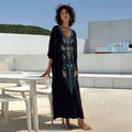 Cotton Printing Vacation Loose Maxi Dress Beach Jacket Maxi Dress Bikini Cover up Blouse Bella Mia
