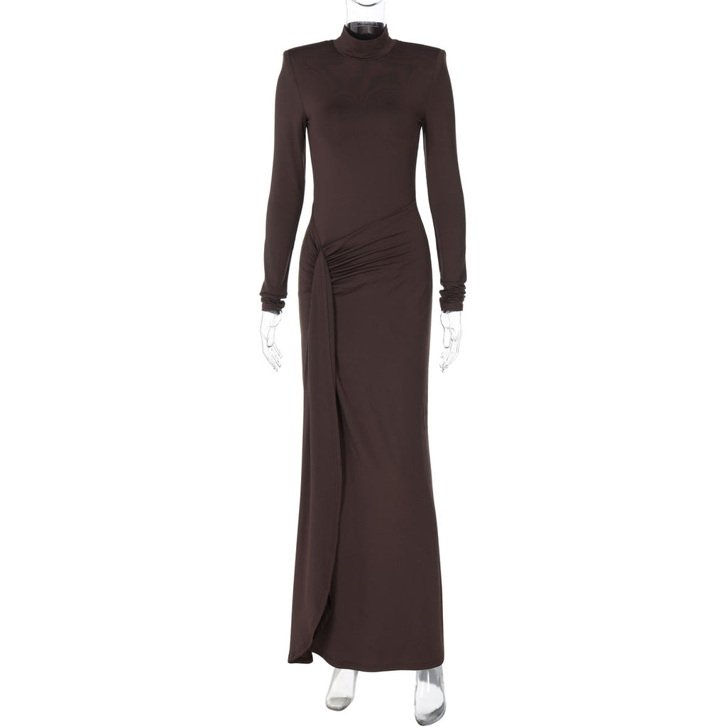 Women Clothing Winter Sexy Slit Sheath Dress Sexy Turtleneck Slim Fit Dress Bella Mia