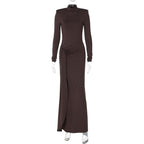 Women Clothing Winter Sexy Slit Sheath Dress Sexy Turtleneck Slim Fit Dress Bella Mia