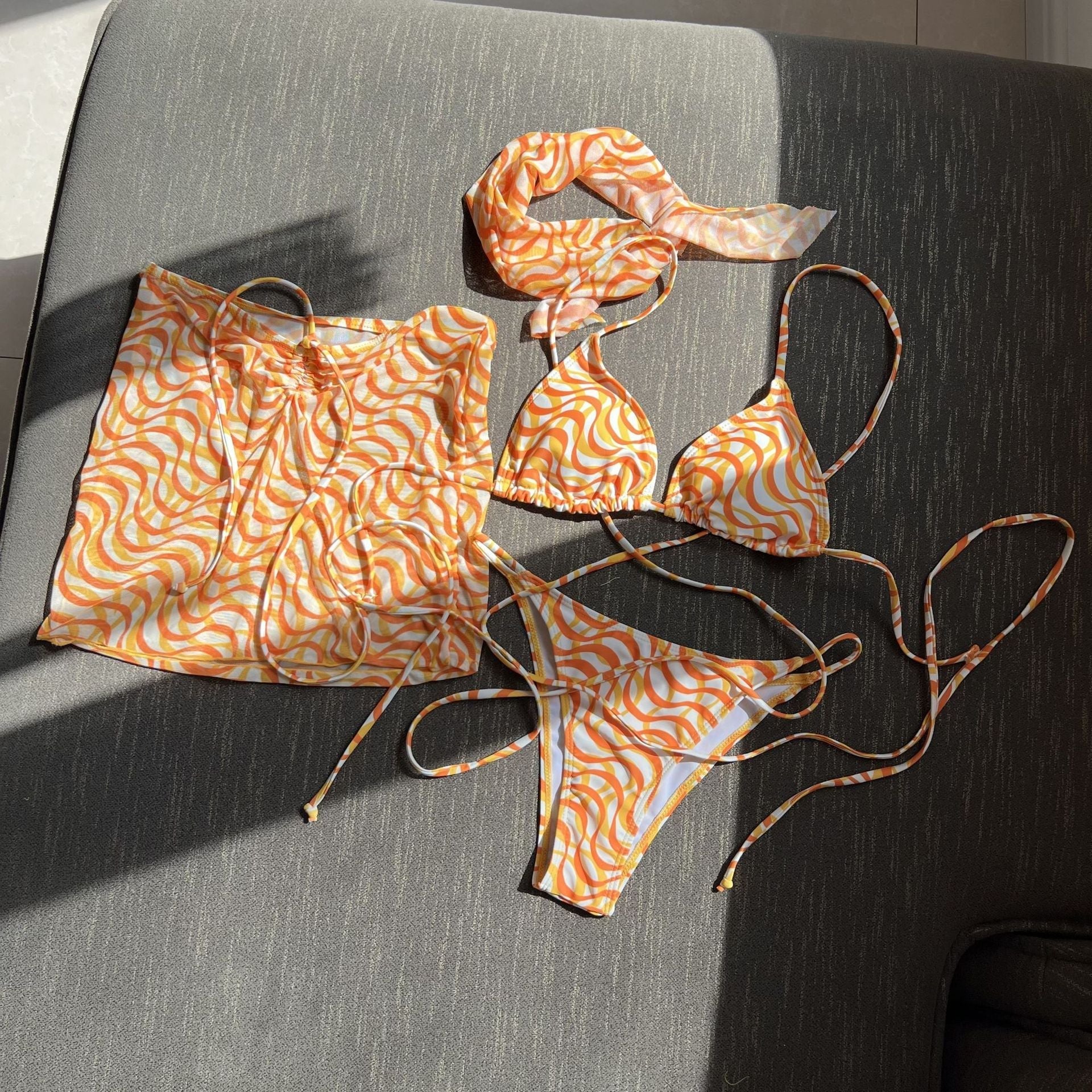 Drawstring Strap Sexy Three Piece Set Swimsuit Bikini Strap Bella Mia