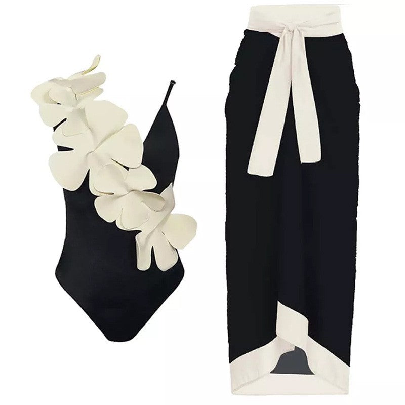 Siamese Conservative Covering Belly Thin Backless Sexy Skirt Swimsuit Women Chiffon Beach Bella Mia