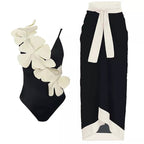 Siamese Conservative Covering Belly Thin Backless Sexy Skirt Swimsuit Women Chiffon Beach Bella Mia
