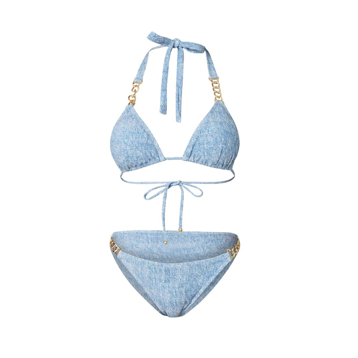 Bikini Triangle Sexy Denim Printing Split Swimsuit Women Wrap Skirt Bella Mia