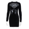 Women Wear Winter Sexy Cutout See through Slim-Fit Long Sleeve Narrow Dress Bella Mia