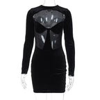 Women Wear Winter Sexy Cutout See through Slim-Fit Long Sleeve Narrow Dress Bella Mia