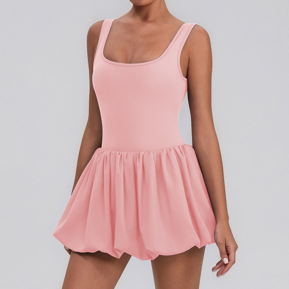 Fitness Draped Dress Faux Two Pieces Anti Wardrobe Malfunction Base Pockets Dress Sports Yoga Tennis Dress Women Bella Mia