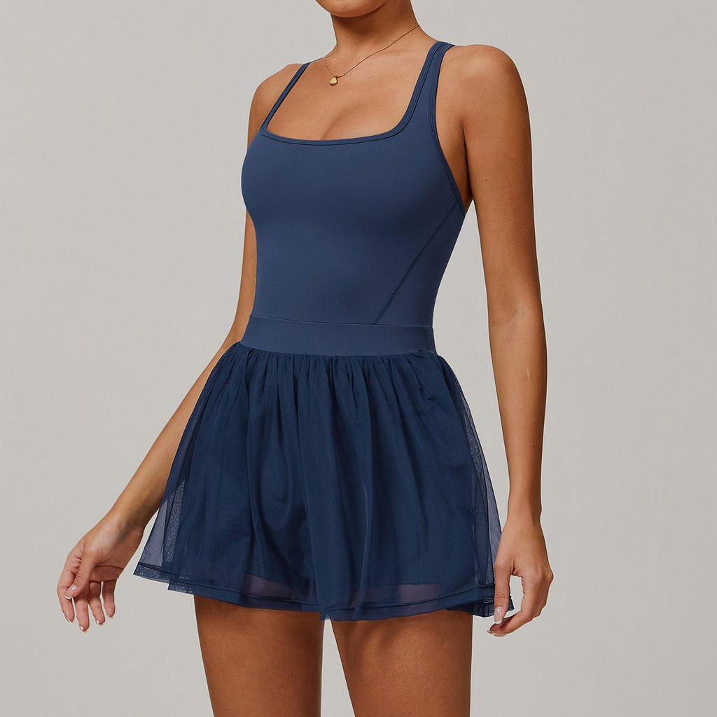 Faux Two Pieces Sustainable Recycled Dress Mesh Breathable Quick Drying Sports Running Anti Exposure Tennis Dress Bella Mia