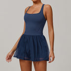 Faux Two Pieces Sustainable Recycled Dress Mesh Breathable Quick Drying Sports Running Anti Exposure Tennis Dress Bella Mia