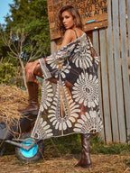 Internet Celebrity Water Soluble Lace Cardigan SUNFLOWER Beach Vacation Dress Mid Length Swimsuit Bikini Sun Protection Clothing for Women Bella Mia