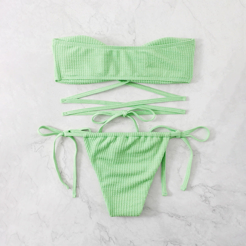 Swimwear Solid Color Backless Sexy Swimsuit Hollowed out High Waist Bikini Bella Mia