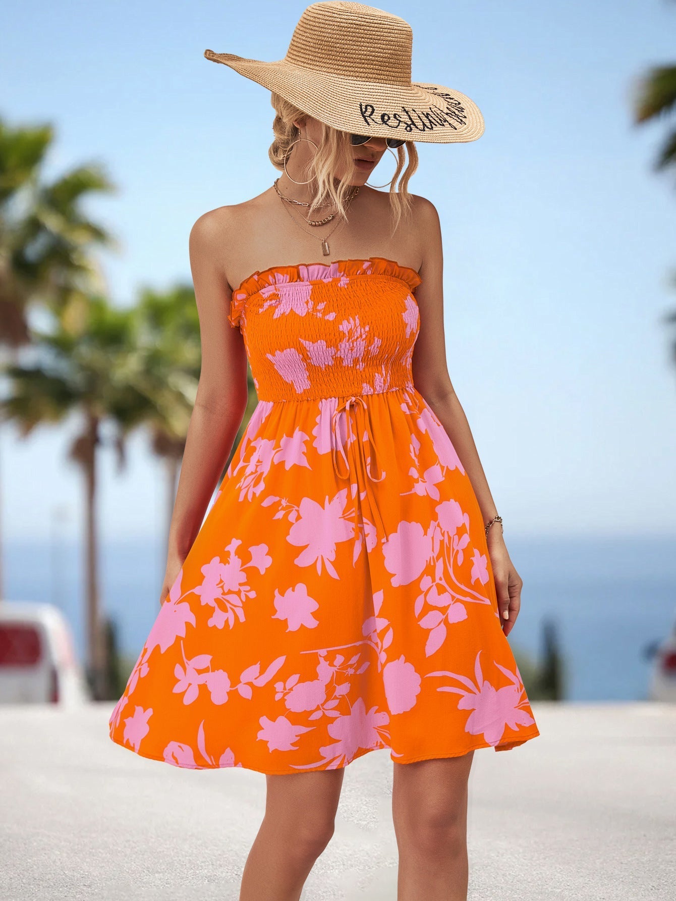 Women Clothing Printed Smocking Dress Bella Mia