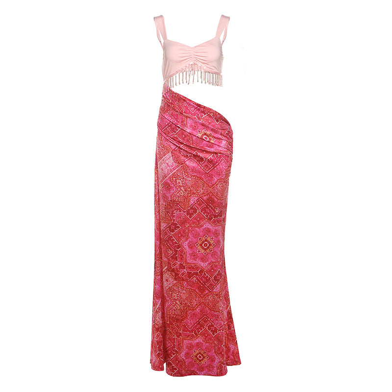 Summer Women Sexy Waist Hollow Out Cutout out Sheath Dress Tassel Cami Dress Bella Mia