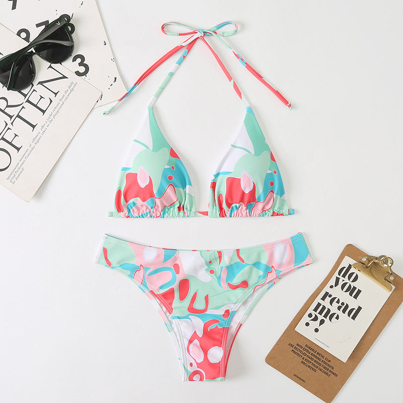 Women Split Sexy Digital Printing Lace up Bikini Swimsuit Swimwear Beach Swimwear Bella Mia