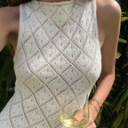 Vacation Slim Fit See through Sexy round Neck Strap Side Slit Beach Vacation Sun Shield Hanfu Long Robe Crochet hook Bella Mia