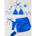 Swimwear Women Bronzing Three Piece Sexy Bikini Solid Color Metal Split Triangle Bag Beach Swimsuit Bella Mia