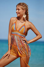 Multicolored Tassel Hand Crocheting Sexy Cutout Stylish Beach Swimsuit Tops Bella Mia